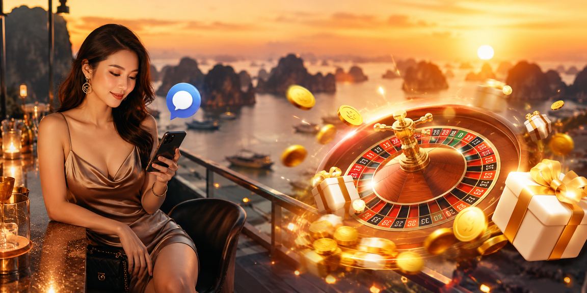 Mô hình roulette sang trọng trên vịnh Hạ Long với ánh đèn neon